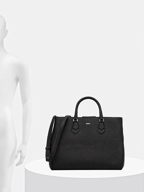 BOSS torebka skórzana kolor czarny 50547745