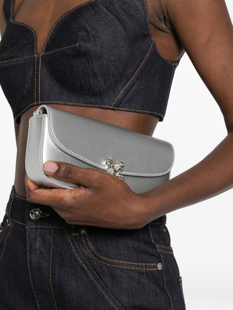 Alexander McQueen small Skull flower shoulder bag - Silver - zdjęcie produktu nr 2