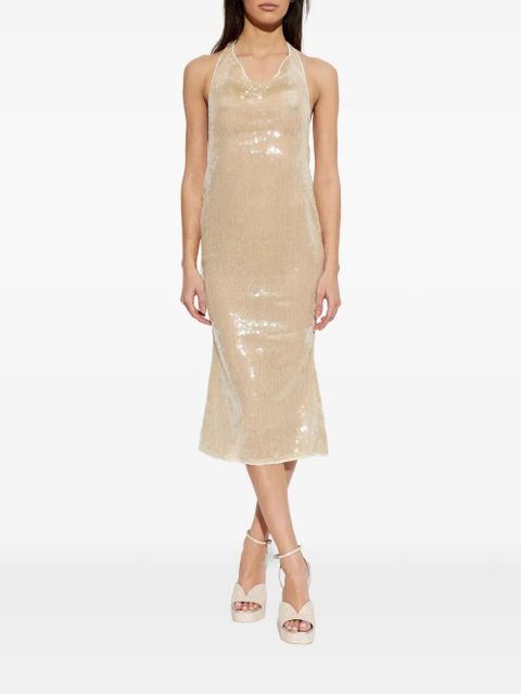 Oséree sequin halter dress - Neutrals