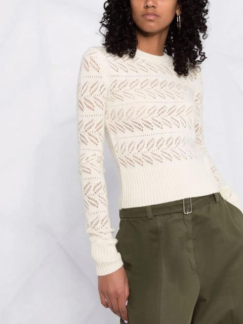 Sportmax open-knit crew neck jumper - White