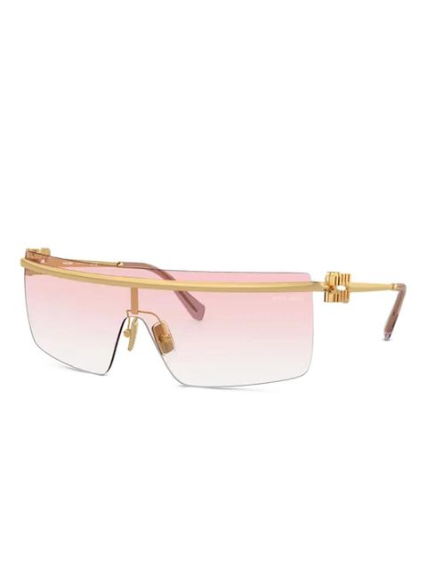 Miu Miu Eyewear gold-frame shield sunglasses - Pink