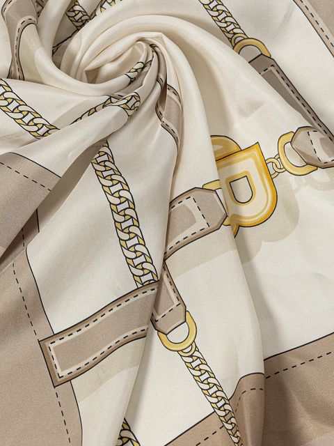 BOSS apaszka jedwabna kolor beżowy wzorzysta 50536118 - zdjęcie produktu nr 2