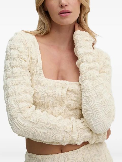 Nanushka woven buttoned-up top - Neutrals