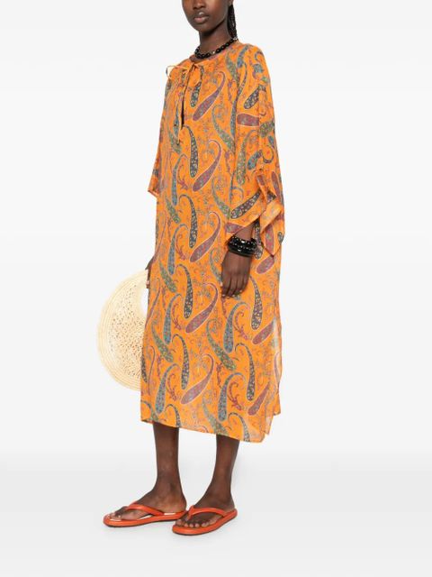 ETRO paisley-pattern tie-neck midi dress - Orange - zdjęcie produktu nr 2