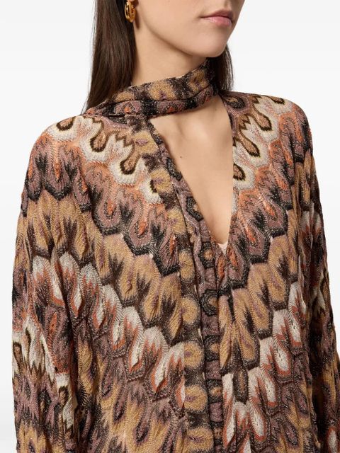 Missoni long sleeved dress - Brown