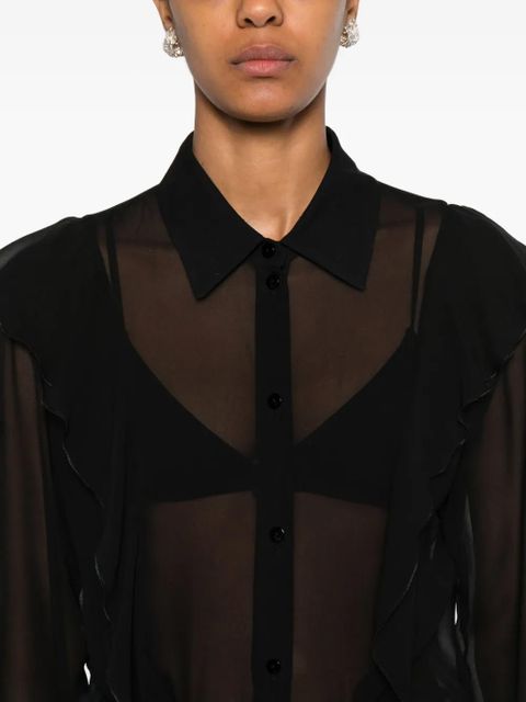 Blumarine ruffled silk shirt - Black