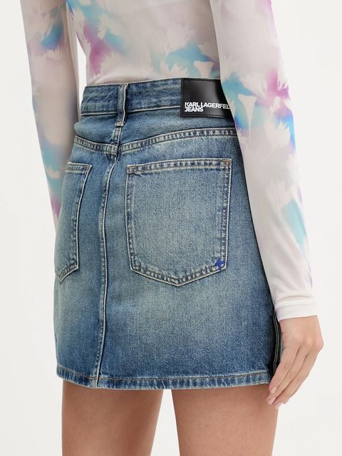 Karl Lagerfeld Jeans spódnica jeansowa kolor niebieski mini prosta A3W12008