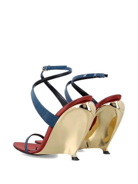 Saint Laurent Gippy Vernice leather heeled sandals - Gold