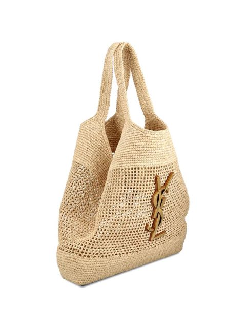 Saint Laurent Icare Cassandre raffia tote bag - Neutrals