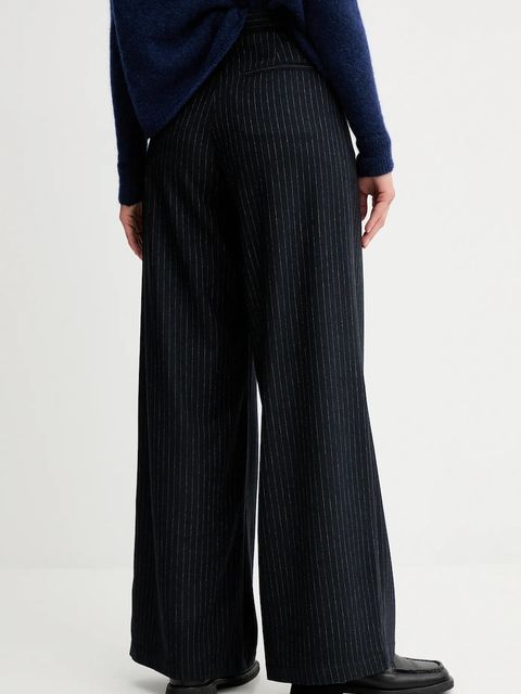 Sessun spodnie z dodatkiem wełny damskie kolor granatowy szerokie high waist 25107005 - zdjęcie produktu nr 2