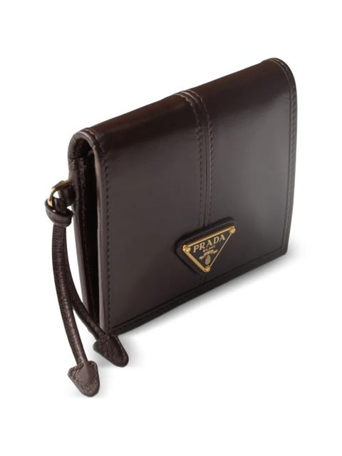 Prada logo-plaque leather wallet - Brown