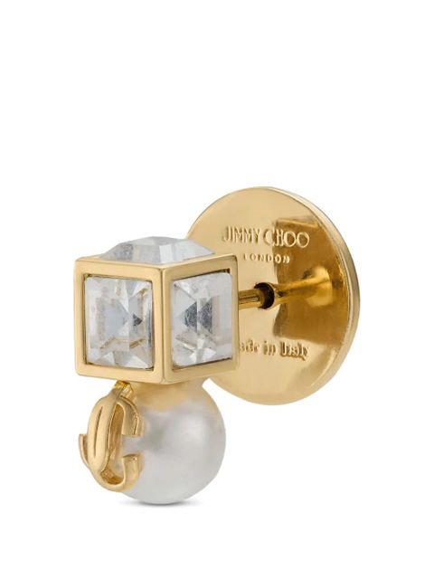 Jimmy Choo Pearl Cube studded earrings - Gold