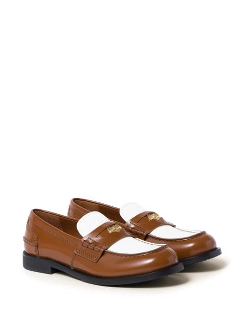 Miu Miu two-tone leather penny loafers - Brown - zdjęcie produktu nr 2