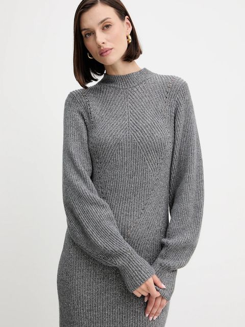 Twinset sukienka z wełną kolor szary maxi prosta 252TT3460