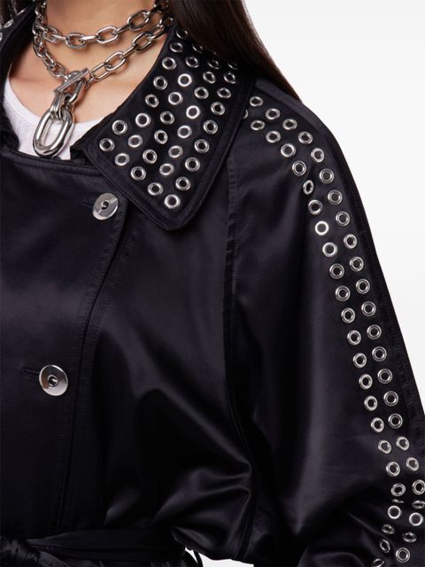 Rabanne eyelet-detail trench coat - Black