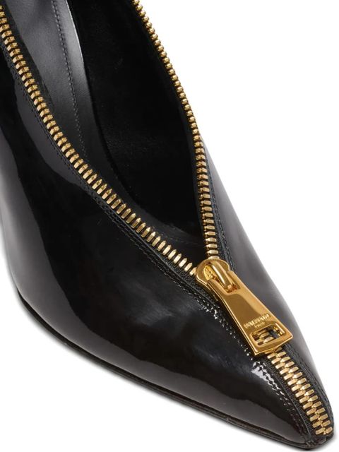 Balmain 95mm zip-detail wedge heeled pumps - Black