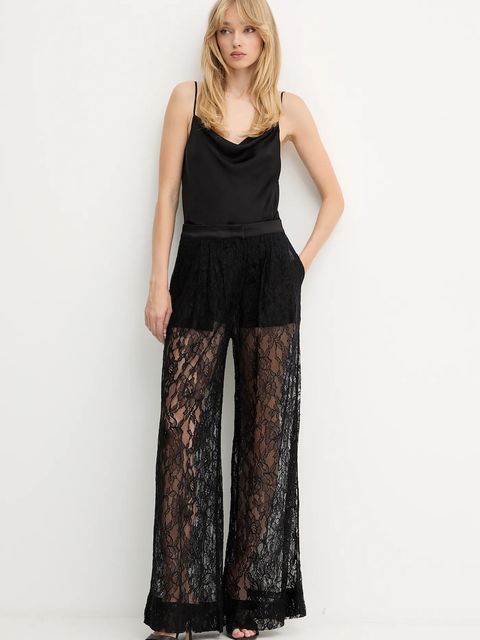 Pinko spodnie damskie kolor czarny szerokie high waist 105501 A2R7 - zdjęcie produktu nr 2