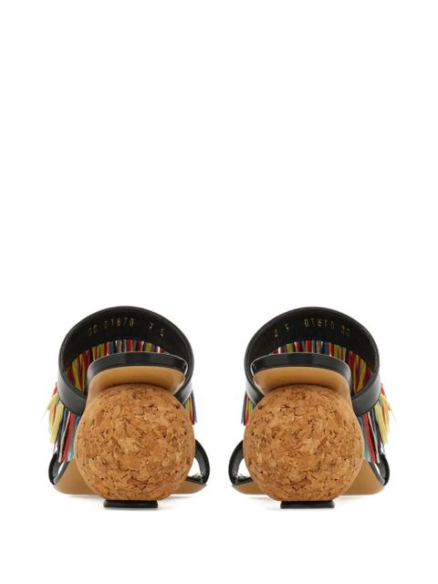 Ferragamo 75mm fringed sandals - Black