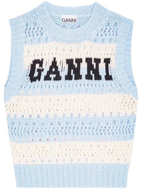 GANNI striped knit tank top - Blue - zdjęcie produktu nr 1