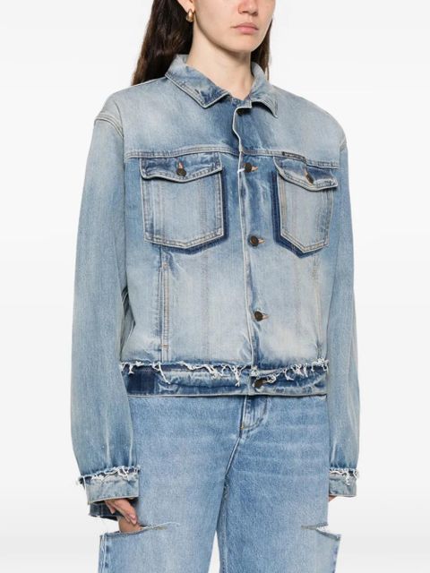 MM6 Maison Margiela frayed-hem denim jacket - Blue