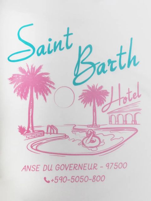 MC2 Saint Barth logo-print fringed mini dress - White