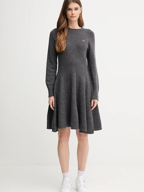 Lacoste sukienka wełniana kolor szary mini rozkloszowana EF4161