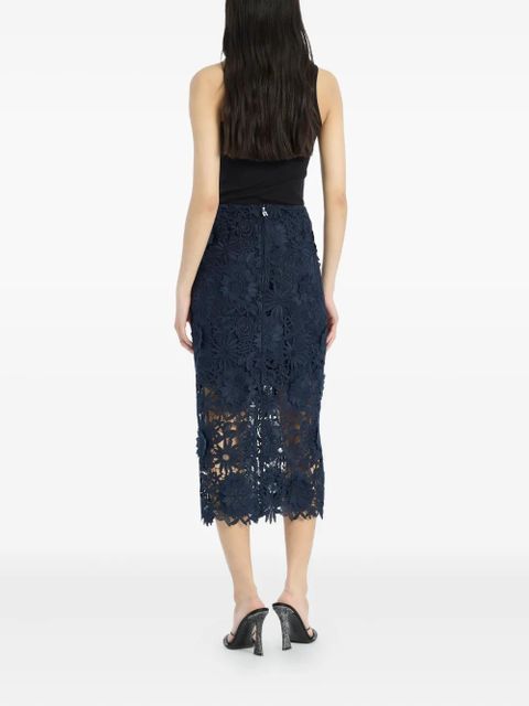 ROTATE BIRGER CHRISTENSEN floral-lace midi skirt - Blue