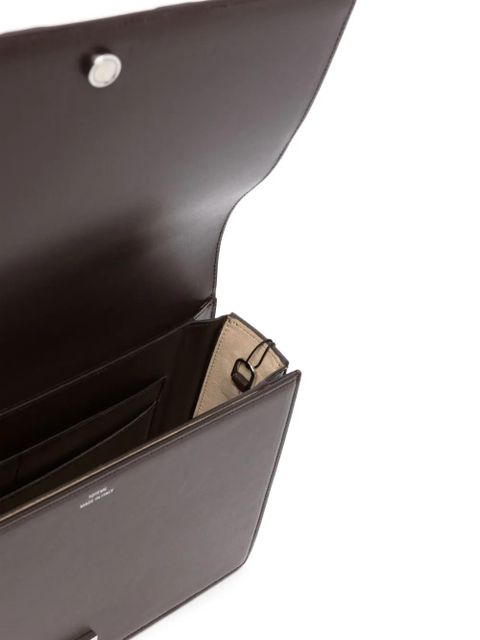 TOTEME T Flap leather crossbody bag - Brown