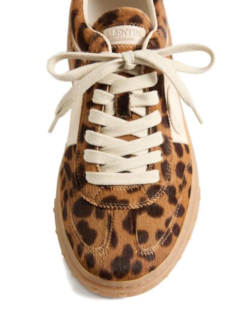 Valentino Garavani Upvillage animalier-print calfskin sneakers - Brown