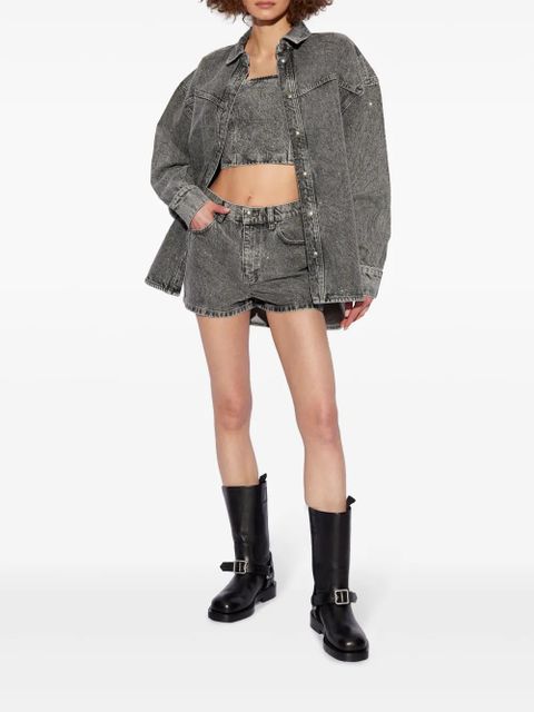 ROTATE BIRGER CHRISTENSEN acid-wash denim shorts - Grey