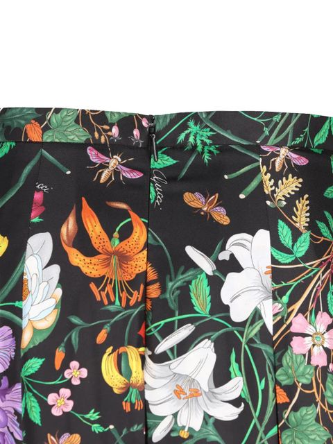 Gucci printed silk twill pleated midi skirt - Black