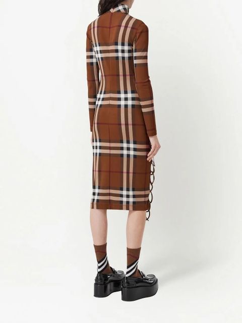 Burberry check-print side-tie midi dress - Brown