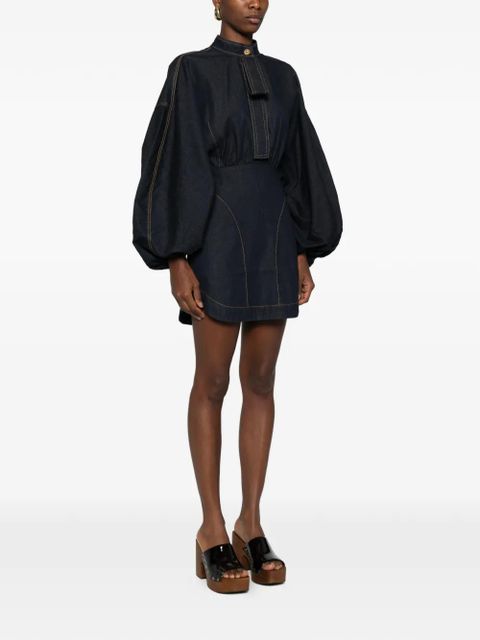 ZIMMERMANN bishop-sleeve denim mini dress - Blue