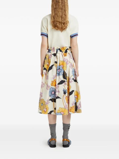 Marni flared floral midi skirt - Neutrals