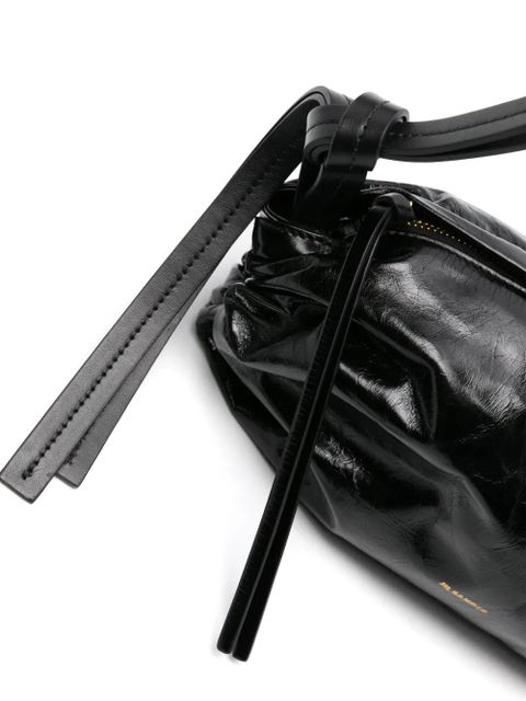 Jil Sander small logo-foil-print leather bag - Black