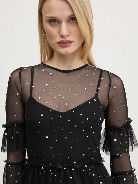 Never Fully Dressed sukienka Star Mesh kolor czarny maxi prosta NFDDR1804 - zdjęcie produktu nr 2