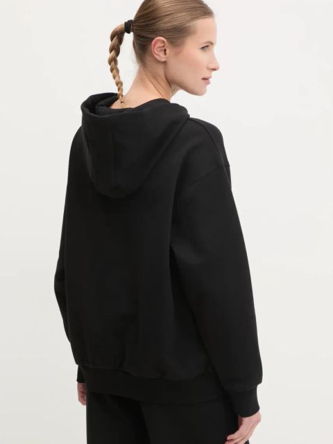 Guess bluza ROBERTA damska kolor czarny z kapturem z aplikacją V5RQ11 KC3D2