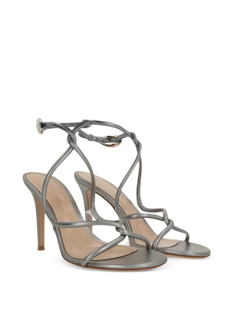 Gianvito Rossi knotted-buckle heeled sandals - Silver - zdjęcie produktu nr 2