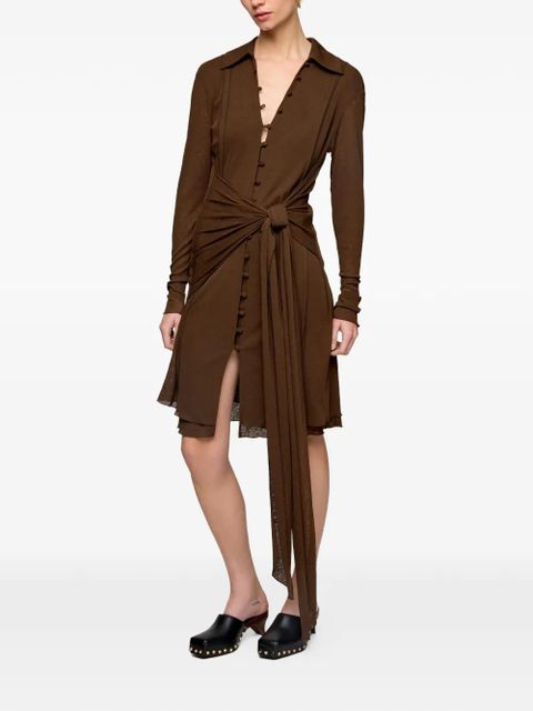 GANNI knot detail buttoned midi dress - Brown - zdjęcie produktu nr 2