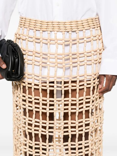 TOTEME beaded grid midi skirt - Neutrals