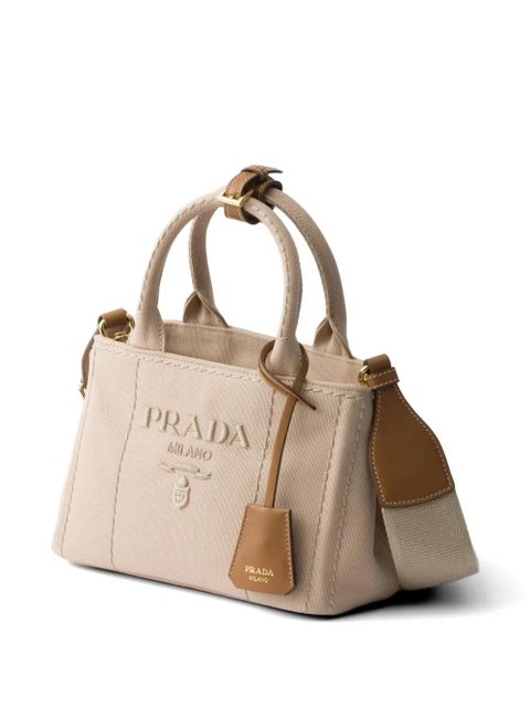 Prada Jardinière cotton canvas mini-bag - Neutrals