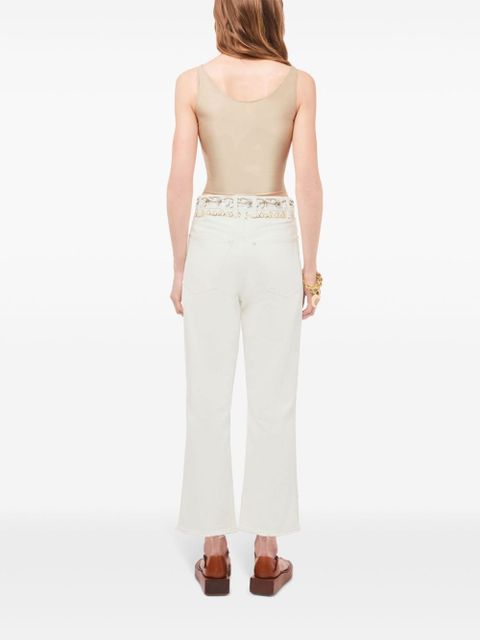 Rabanne embroidered mid-rise cropped jeans - White