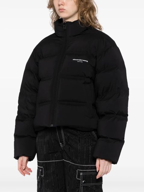 Alexander Wang reflective-logo cropped puffer jacket - Black - zdjęcie produktu nr 2