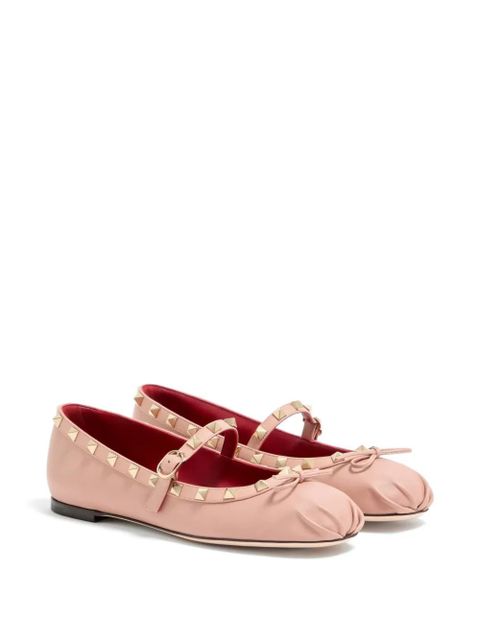 Valentino Garavani Mary-Jane Rockstud ballerina in nappa 05mm - Pink - zdjęcie produktu nr 2