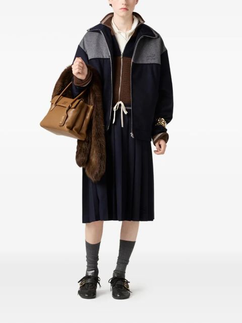 Miu Miu embroidered-logo zipped sweatshirt - Blue