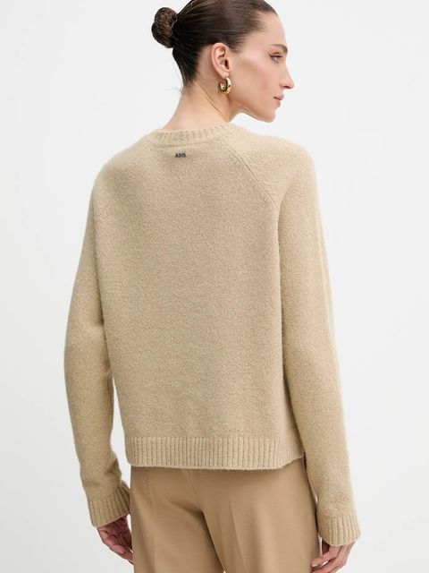 BOSS sweter z domieszką wełny damski kolor beżowy 50478315 - zdjęcie produktu nr 2