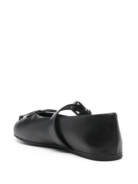 Miu Miu leather ballerina shoes - Black