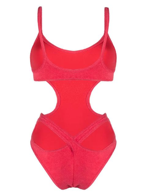 The Attico terry-cloth cut-out swimsuit - Red - zdjęcie produktu nr 2