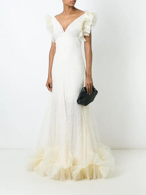 Alexander McQueen ruffled tulle evening dress - Neutrals