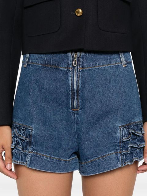 SANDRO ruffled denim shorts - Blue